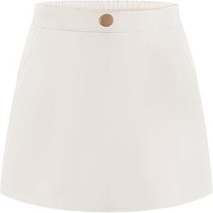 Auranso Girls Faux Leather Skirt A-Line Mini Skirt with Two Pockets Sz 10 Years